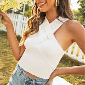 H&M Ribbed hollow out back tank top in White Small